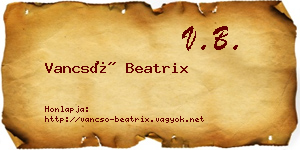 Vancsó Beatrix névjegykártya