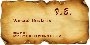 Vancsó Beatrix névjegykártya